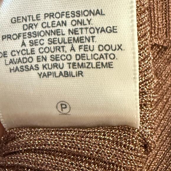 Tibi crew neck midi brown short sleeved ribbed knit sweater dress medium - Picture 7 of 9